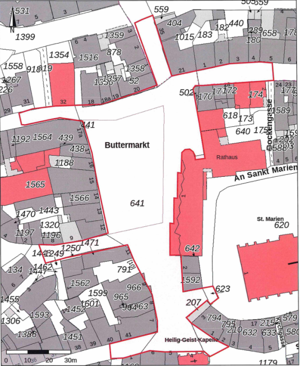 Auszug aus einem Stadtplan von Kempen mit Verbotszone "Cannabis" für das Altstadtfest 2024