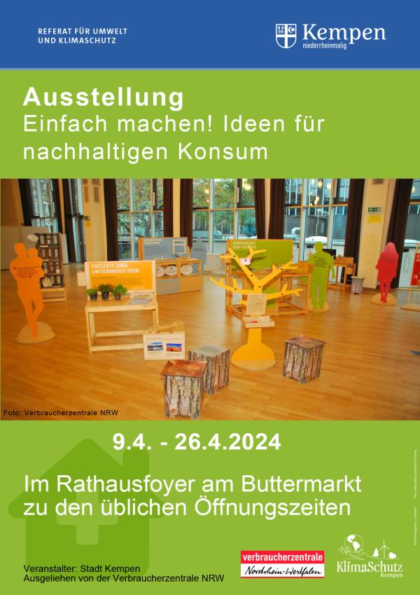Plakat zur Ausstellung "Einfach machen" Ideen für nachhaltigen Konsum der Verbraucherzentrale NRW