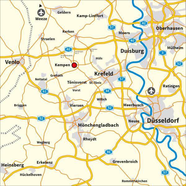 Lagekarte Kempen Geografischer Lageplan von Kempen