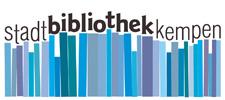 Logo Stadtbibliothek © Stadtbibliothek Kempen Logo als Grafik stellt blaue Buchrücken dar. Darüber schlängelt sich das Wort Stadtbibliothek Kempen