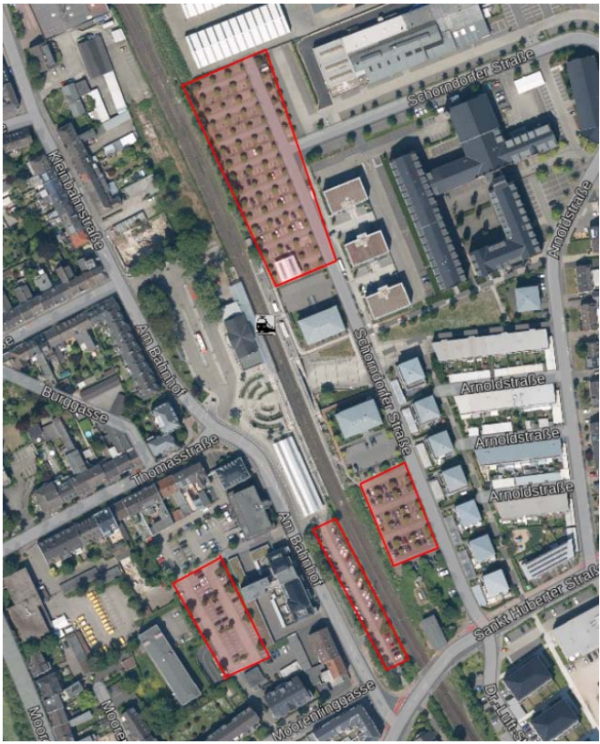 Plan mit Parkplätzen für die Sommerkirmes Kempen 2024