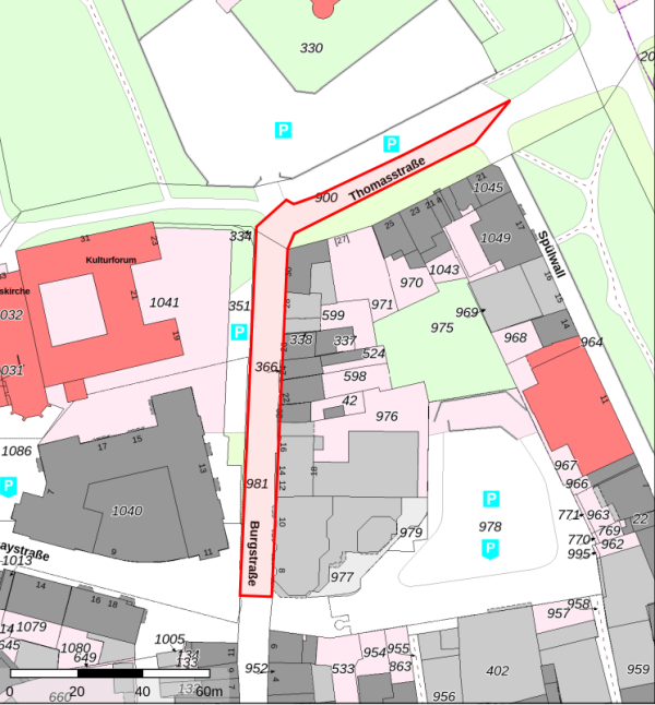 Plan mit eingezeichneter Straßensperrung Sommerkirmes Kempen 2024
