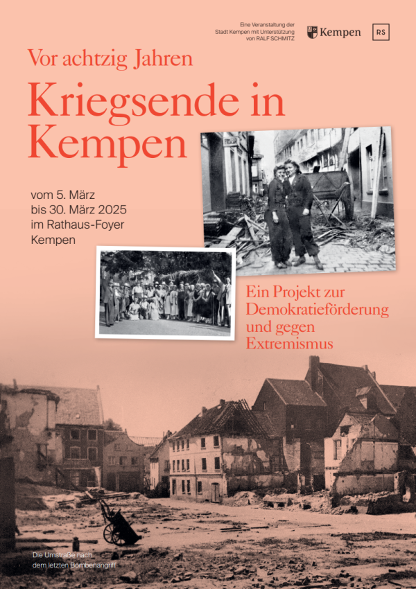 Plakat "Kriegsende in Kempen" Plakat mit historischen Fotos und Daten für die Ausstellung