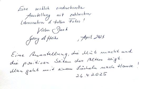 Eintrag in das Gästebuch zur Ausstellung