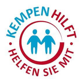 Schriftzug von Kempen-Hilft mit zwei Silhouetten von Menschen