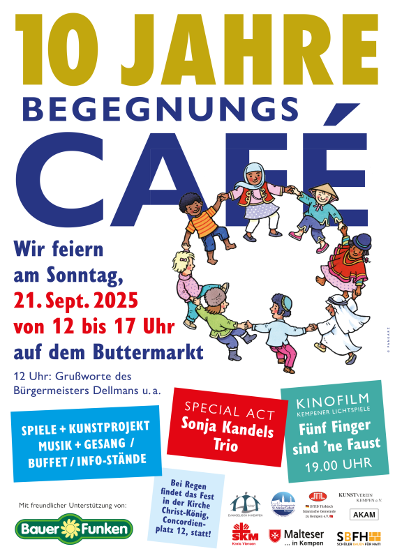 Plakat mit dem Programm des Jubiläumsfestes 10 Jahre Begegnungscafé